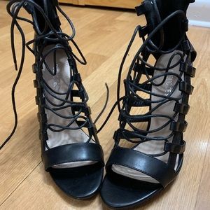 Black lace up heels